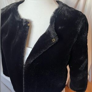 Calvin Klein Black Faux Fur 3/4 sleeve, swing front